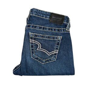 Big Star Remy Bootcut Jeans Womens 28 31 Medium Wash Embroidered Blue Denim